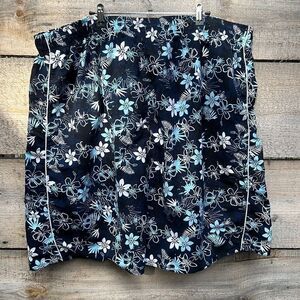 Island Joe Women's Blue Floral Print Pull On Lined Swim Trunk Size 5X